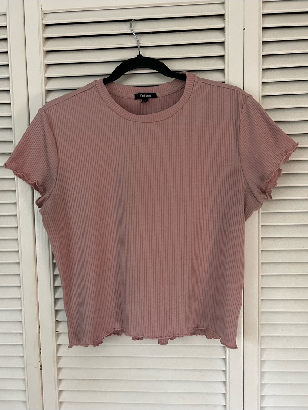 Ribbed Short Sleeve Tee in Dusty Rose